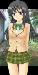 Rule 34 | 00s, black hair, blush, brown eyes, highres, kotegawa yui, long hair, ribbon, school uniform, skirt, to love-ru