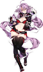 Rule 34 | 1girl, antenna hair, bandages, belt, bikini, black footwear, black jacket, black nails, black thighhighs, boots, breasts, choker, commentary, deathalice, earrings, fingerless gloves, fingernails, full body, glint, gloves, hair between eyes, head tilt, highres, holding, jacket, jewelry, large breasts, light purple hair, long hair, looking at viewer, nail polish, navel, open clothes, open jacket, original, parted lips, red bikini, red shorts, risika, sharp fingernails, short shorts, shorts, simple background, solo, swimsuit, thighhighs, unzipped, very long hair, white background, yellow eyes