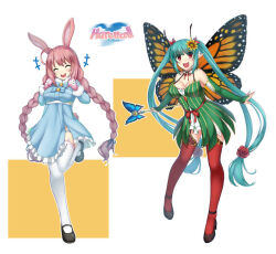 Rule 34 | 2girls, aqua (haremon), daisy (haremon), fairy, haremon, multiple girls, non-web source, official art, pinguinkotak, rabbit girl, tachi-e
