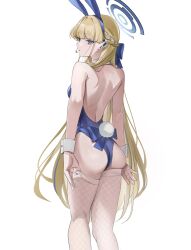 Rule 34 | ass, bare back, blonde hair, blue archive, fishnet thighhighs, fishnets, from behind, highres, leotard, long hair, playboy bunny, thighhighs, toki (blue archive), toki (bunny) (blue archive), very long hair, yode