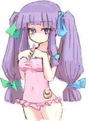 Rule 34 | 1girl, female focus, frilled swimsuit, frills, oekaki, one-piece swimsuit, patchouli knowledge, solo, swimsuit, touhou