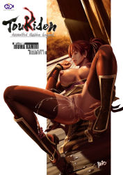 Rule 34 | 1girl, absurdres, anus, armor, bracer, breasts, breasts apart, breasts out, brown hair, dark nipples, dead or alive, female ejaculation, female orgasm, greaves, hair ribbon, highres, kasumi (doa), large breasts, legs, linie, lips, long hair, long legs, ninja, nipples, no panties, non-web source, nose, orgasm, pussy, pussy juice, realistic, ribbon, sandals, sash, solo, spread legs, thighhighs, thighs, uncensored