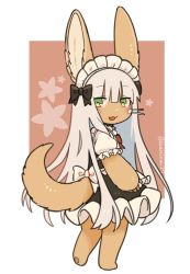 Rule 34 | 1other, :3, alternate costume, alternate hair length, alternate hairstyle, animal ears, artist name, bad id, bad twitter id, black bow, blush, bow, enmaided, full body, furry, green eyes, kawasemi27, long hair, made in abyss, maid, maid headdress, nanachi (made in abyss), parted lips, smile, tail, twitter username, very long hair, whiskers, white hair
