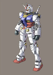 Rule 34 | clenched hands, commentary request, concept art, earth federation, gun, gundam, katahira masashi, machine gun, machinery, mecha, mecha focus, mobile suit, mobile suit gundam, muzzle, no humans, original, redesign, robot, rx-78-2, science fiction, sketch, v-fin, weapon, yellow eyes