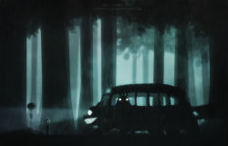 Rule 34 | 10s, 1980s (style), 1boy, 2013, artist name, blurry, car, character request, crossover, dark, dated, depth of field, fog, forest, glowing, glowing eyes, highres, light, light rays, limbo (game), looking at viewer, male focus, motor vehicle, nature, nekobus, o o, oldschool, paul connor, rain, retro artstyle, short hair, solo, studio ghibli, tonari no totoro, totoro, tree, vehicle