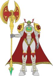 Rule 34 | armor, axe, cape, digimon, digimon (creature), full armor, highres, horns, medievaldukemon, solo