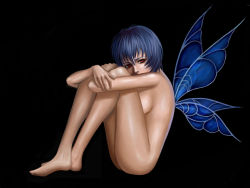 Rule 34 | ayanami rei, blue hair, completely nude, neon genesis evangelion, nude, red eyes, short hair, solo, wings