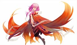 Rule 34 | 1girl, bare shoulders, breasts, center opening, detached sleeves, fingerless gloves, gloves, guilty crown, hair ornament, hairclip, highres, long hair, medium breasts, midriff, pink hair, red eyes, solo, sugi 214, twintails, yuzuriha inori
