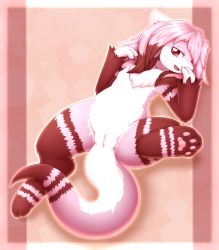 Rule 34 | 1girl, animal ears, animal hands, artist request, barefoot, dragon, feet, furry, furry female, highres, nude, open mouth, pawpads, pink eyes, pink hair, pussy, short hair, soles, solo, spread legs, tail, toes