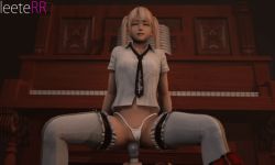 Rule 34 | 1girl, 3d, animated, animated gif, blonde hair, blush, breasts, dead or alive, dead or alive 5, marie rose, panties, pussy, sex toy, spread legs, tecmo, thong, twintails, uncensored, underwear, vibrator, white panties