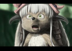 Rule 34 | 1other, 4shi, body fur, commentary request, creepy, derivative work, fake horns, furry, helmet, highres, horizontal pupils, horned helmet, horns, letterboxed, long hair, made in abyss, meme, nanachi (made in abyss), open mouth, parody, realistic, screenshot redraw, solo, sonic (live action), sonic (series), sonic the hedgehog, sonic the hedgehog (film), teeth, ugly sonic, whiskers, white hair, yellow eyes