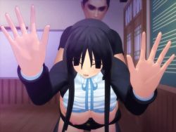 Rule 34 | 1boy, 1girl, 3d, against wall, akiyama mio, animated, animated gif, arm support, black hair, bouncing breasts, bra, bra lift, breasts, breasts out, chalkboard, classroom, closed eyes, clothed sex, clothes lift, doggystyle, hanging breasts, hetero, indoors, k-on!, large breasts, long hair, miconisomi, mio wo xx suru, moaning, school, school uniform, sex, sex from behind, shirt lift, skirt around belly, stained glass, underwear, wooden floor