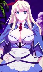 Rule 34 | 1girl, absurdres, alicia (queen&#039;s blade), blonde hair, blue eyes, breasts, cloud, dress, eyebrows, highres, large breasts, long hair, queen&#039;s blade, sky, smile, solo, standing, stitched, third-party edit