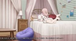 Rule 34 | 1girl, animated, animated gif, barefoot, bed, cellphone, computer, dress, feet, indoors, inui sajuna, laptop, legs, on bed, panties, phone, pink dress, pink hair, solo, sono bisque doll wa koi wo suru, underwear