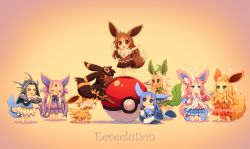 Rule 34 | 6+girls, animal ears, barefoot, black dress, black hair, blonde hair, blue hair, bow, brown dress, brown eyes, brown hair, creatures (company), dark-skinned female, dark skin, dav-19, dress, eevee, espeon, evolutionary line, facepalm, fins, flareon, game freak, gen 1 pokemon, gen 2 pokemon, gen 4 pokemon, gen 6 pokemon, glaceon, head fins, jolteon, knocking, leafeon, long hair, long sleeves, multiple girls, nintendo, one eye closed, open mouth, personification, pink hair, poke ball, poke ball (basic), pokemon, purple dress, purple hair, smile, standing, standing on one leg, striped clothes, striped legwear, striped thighhighs, sylveon, tail, thighhighs, twintails, umbreon, vaporeon, wink, yellow dress