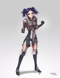 Rule 34 | 1girl, armor, artist name, belt, blue hair, boots, breastplate, brown eyes, cynthia (fire emblem), fire emblem, fire emblem awakening, garter straps, gloves, gradient background, hybridmink, knee boots, nintendo, over-kneehighs, pauldrons, short hair, short twintails, shoulder armor, side slit, smile, solo, thigh boots, thighhighs, twintails, zettai ryouiki