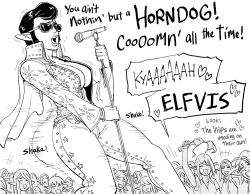 Rule 34 | +++, 1koma, 6+girls, absurdres, afterimage, ass shake, bb (baalbuddy), bra, breasts, cape, cleavage, comic, commentary, commission, cosplay, crowd, elf, elvis presley, elvis presley (cosplay), english commentary, english text, female focus, furrowed brow, greyscale, heart, highres, holding, holding bra, holding clothes, holding underwear, jacket, large breasts, long sleeves, microphone, microphone stand, monochrome, motion lines, multiple girls, music, open mouth, original, pants, pointy ears, shouting, singing, smile, stomach, sunglasses, underwear, yuri