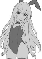 Rule 34 | 1girl, aisaka taiga, animal ears, arms at sides, bare shoulders, blush, bow, bowtie, closed mouth, commentary, covered navel, cowboy shot, detached collar, dot nose, english commentary, fake animal ears, flat chest, gluteal fold, greyscale, groin, hair between eyes, highres, leotard, long hair, looking at viewer, mikoscrub, monochrome, rabbit ears, sidelocks, simple background, sketch, skindentation, solo, split mouth, standing, straight hair, strapless, strapless leotard, thighhighs, toradora!, very long hair, wavy mouth, white background, wrist cuffs