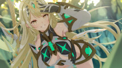 Rule 34 | 1girl, blonde hair, breasts, highres, large breasts, long hair, mythra (xenoblade), sculp2, solo, very long hair, xenoblade chronicles (series), xenoblade chronicles 2, yellow eyes