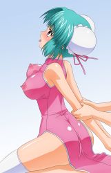 Rule 34 | 1990s (style), blush, breasts, canal vorfeed, china dress, chinese clothes, girl on top, green hair, highres, large breasts, lost universe, source request