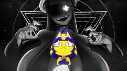 Rule 34 | 2girls, animal crossing, animated, ankha (animal crossing), ankha zone (meme), armpits, arms behind head, arms under breasts, arms up, ass, backboob, black hair, black nails, black panties, bouncing breasts, breasts, bridal gauntlets, choker, covered erect nipples, dancing, demon girl, fangs, fingers to mouth, glowing, glowing eyes, gluteal fold, grin, groin, highres, horns, huge breasts, jiggle, long hair, looking at viewer, looking down, multiple girls, nail polish, navel, nintendo, oblivionfall, pale skin, panties, phalia (cum zone), red eyes, smile, sound, thick thighs, thighhighs, thighs, tongue, tongue out, underwear, video