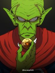Rule 34 | 1boy, absurdres, antennae, closed mouth, colored skin, dragon ball, dragon ball (classic), dragon ball (object), fingernails, green skin, highres, holding, horang4628, looking at viewer, male focus, old, old man, piccolo daimaou, pointy ears, red eyes, sharp fingernails, solo