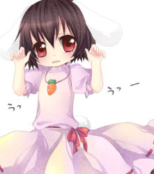 Rule 34 | 1girl, animal ears, bad id, bad pixiv id, female focus, inaba tewi, mikazuki sara, rabbit ears, short hair, simple background, solo, standing, tears, touhou, translation request, white background