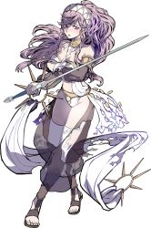 Rule 34 | 1girl, bare shoulders, blush, braid, breasts, cleavage, feet, female focus, fire emblem, fire emblem awakening, fire emblem heroes, full body, gloves, hairband, highres, holding, holding sword, holding weapon, injury, jewelry, long hair, matching hair/eyes, midriff, navel, nintendo, official art, olivia (fire emblem), pink eyes, pink hair, ponytail, ryona, sandals, side braid, solo, sword, toeless footwear, toes, torn clothes, torn legwear, transparent background, twin braids, weapon