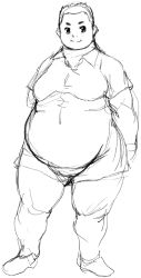 Rule 34 | 1boy, fat, male focus, obese, sketch, solo, tanuma yuuichirou