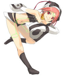 Rule 34 | 1girl, boots, d.gray-man, female focus, fou, fu (d.gray-man), full body, hat, lowres, navel, pink hair, red eyes, short hair, simple background, solo, white background