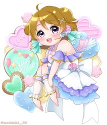 Rule 34 | 1girl, alternate hairstyle, angel wings, aqua bow, aqua ribbon, artist name, artist request, back bow, balloon, bare legs, bare shoulders, barefoot, blush, bow, bow legwear, bowtie, breasts, bridal garter, brown hair, center frills, chibi, cleavage, collarbone, dress, feathered wings, feet, female focus, floating, flower, frilled dress, frilled skirt, frills, full body, gem, hair between eyes, hair flower, hair ornament, hair ribbon, hairclip, hairpin, headphones, heart, highres, jewelry, koizumi hanayo, layered skirt, looking at viewer, love live!, love live! school idol festival, love live! school idol project, microphone, miniskirt, parted lips, pearl (gemstone), plaid, plaid dress, plaid skirt, pleated, pleated dress, pleated skirt, purple bow, purple eyes, ribbon, see-through, see-through legwear, short dress, short hair, short twintails, skirt, sleeveless, sleeveless dress, smile, solo, star balloon, striped, striped bow, twintails, two side up, white background, white bow, white dress, white flower, white skirt, white wings, wings, x hair ornament