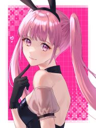 Rule 34 | 1girl, alternate costume, animal ears, bare shoulders, black gloves, black leotard, blush, breasts, closed mouth, fake animal ears, fire emblem, fire emblem: three houses, gloves, highres, hilda valentine goneril, leotard, long hair, looking at viewer, medium breasts, mixed-language commentary, nintendo, pink hair, playboy bunny, rabbit ears, solo, strapless, strapless leotard, tomo shirasu, twitter username, very long hair