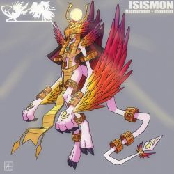Rule 34 | armor, claws, digimon, feathers, fusion, holy ring, holydramon, hououmon, mask, original, tail, wings