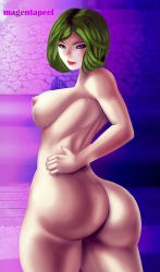 Rule 34 | 1girl, absurdres, ass, green hair, highres, huge ass, magentapeel, nude