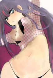 Rule 34 | 10s, 1girl, anasta, arms up, breasts, cleavage, close-up, colored inner hair, large breasts, midriff, multicolored hair, navel, panties, panty &amp; stocking with garterbelt, solo, stocking (psg), string panties, underwear