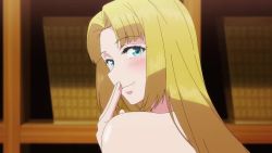 Rule 34 | 1girl, animated, anime screenshot, blonde hair, blowing kiss, blue eyes, breasts, chloe mansfield, highres, large breasts, long hair, looking at viewer, nipples, nude, one eye closed, open mouth, shuumatsu no harem, sideboob, smile, solo, sound, video, wink