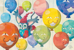 Rule 34 | balloon, digimon, gloves, green eyes, hat, opossummon, smile