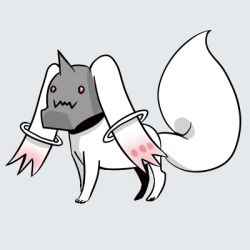 Rule 34 | 10s, alphonse elric, crossover, fullmetal alchemist, fusion, grey background, kyubey, lowres, mahou shoujo madoka magica, mahou shoujo madoka magica (anime), no humans, red eyes, shiraken-wasabi, solo, what