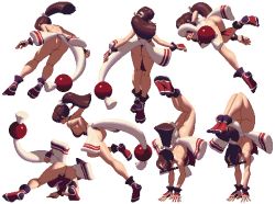 Rule 34 | 1girl, ass, breasts, brown hair, cleavage, hand fan, fatal fury, king of fighters xiii, legs, long hair, ninja, pixel art, ponytail, shiranui mai, snk, solo, the king of fighters, the king of fighters xiii, thighs, thong