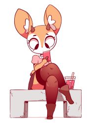 Rule 34 | 10s, 1girl, aggressive retsuko, animal ears, animated, animated gif, artist name, bench, black eyes, black footwear, black skirt, black thighhighs, blinking, blush, boots, breasts, bubble tea, cameltoe, cellphone, closed eyes, closed mouth, crossed legs, cup, diives, drink, drinking straw, english text, female focus, flirting with viewer, full body, furry, furry female, half-closed eyes, hand up, heart, highres, holding, holding phone, horns, looking at viewer, looking down, miniskirt, panties, phone, pink panties, pink shirt, seductive smile, shirt, short sleeves, signature, simple background, sitting, skirt, small breasts, smile, solo, talking, text focus, thighhighs, tsunoda (aggretsuko), underwear, upskirt, white background