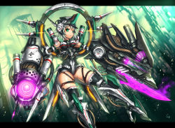 Rule 34 | 1girl, android, aqua eyes, gia, letterboxed, mecha musume, original, robot, short hair, silver hair, solo, weapon