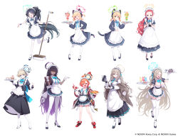 Rule 34 | &lt;key&gt; (robot) (blue archive), 6+girls, absurdly long hair, ahoge, akane (blue archive), animal ear headphones, animal ears, apron, aris (blue archive), aris (maid) (blue archive), asuna (blue archive), back bow, black dress, black footwear, black hair, blonde hair, blue archive, blue bow, blue bowtie, blue eyes, blue hair, blue halo, blue ribbon, blush, bottle, bow, bowtie, braid, breasts, brown eyes, bun cover, cake, cake slice, cleaning &amp; clearing (blue archive), cleavage, closed eyes, closed mouth, coffee, commentary request, cup, dark-skinned female, dark skin, deadnooodles, dress, drink, drinking glass, drinking straw, fake animal ears, fang, flat chest, food, frilled apron, frills, game development department (blue archive), glasses, green eyes, green halo, hair bow, hair bun, hair over one eye, hair ribbon, halo, headphones, high heels, highres, holding, holding bottle, holding tray, huge ahoge, jacket, juliet sleeves, karin (blue archive), ketchup, ketchup bottle, korean commentary, large breasts, light brown hair, long hair, long sleeves, maid, maid apron, maid headdress, medium breasts, midori (blue archive), midori (maid) (blue archive), mole, mole on breast, momoi (blue archive), momoi (maid) (blue archive), mop, multicolored hair, multiple girls, neru (blue archive), official alternate costume, omelet, omurice, one eye closed, open mouth, pantyhose, parfait, pink halo, puffy short sleeves, puffy sleeves, purple eyes, purple halo, red bow, red eyes, red footwear, red hair, ribbon, shoes, short hair, short sleeves, simple background, single braid, smile, streaked hair, sukajan, thighhighs, toki (blue archive), tray, very long hair, white apron, white background, white pantyhose, white thighhighs, wrist cuffs, yellow eyes, yellow halo, yuzu (blue archive), yuzu (maid) (blue archive)