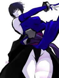 Rule 34 | 1girl, black hair, blue eyes, breasts, heterochromia, large breasts, red eyes, samurai spirits, shiki (samurai spirits), snk