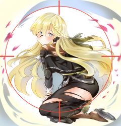 Rule 34 | 1girl, bad id, bad pixiv id, black capelet, black footwear, black jacket, black ribbon, blonde hair, blue eyes, blush, braid, brown shirt, capelet, commentary request, cz52 (girls&#039; frontline), french braid, girls&#039; frontline, gloves, hair ornament, hair ribbon, half gloves, headset, high heels, jacket, kerchief, long hair, melings (aot2846), monocle, ribbon, scope, shirt, skirt, sleeves rolled up, solo, strap, tagme, tears, torn clothes, very long hair, white gloves, white neckwear