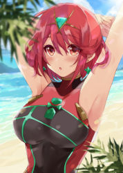 Rule 34 | 1girl, breasts, competition swimsuit, nintendo, one-piece swimsuit, pyra (xenoblade), red hair, swimsuit, xenoblade chronicles (series), xenoblade chronicles 2