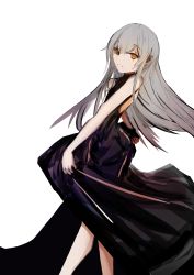 Rule 34 | 1girl, absurdres, bad id, bad pixiv id, bare legs, black dress, brown eyes, clothes lift, dress, dress lift, girls&#039; frontline, grey hair, highres, legs, long hair, long yue (sskylarks), looking at viewer, scar, scar across eye, scar on face, solo, ump45 (diamond flower) (girls&#039; frontline), ump45 (girls&#039; frontline), white background
