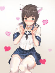 Rule 34 | 10s, 1girl, animal ears, bell, blue eyes, blush, bra, breasts, brown hair, cat cutout, cat ear panties, cat ears, cat lingerie, choker, cleavage, cleavage cutout, clothing cutout, fubuki (kancolle), highres, jingle bell, kantai collection, looking at viewer, meme attire, navel, neckerchief, panties, pantyshot, pleated skirt, school uniform, see-through, serafuku, short ponytail, sitting, skirt, smile, solo, thighhighs, underwear, underwear only, untue, wavy mouth, white bra, white panties, white thighhighs
