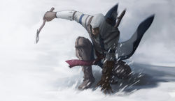 Rule 34 | 1boy, arrow (projectile), assassin&#039;s creed, assassin&#039;s creed (series), assassin&#039;s creed iii, axe, belt, connor kenway, gloves, hood, male focus, quiver, snow, solo, tomahawk, vambraces, weapon
