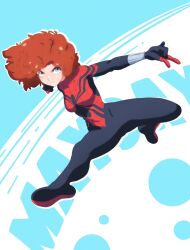 Rule 34 | 1girl, animal print, animification, bodysuit, commentary, english commentary, happy new year, highres, marvel, mayday parker, new year, print bodysuit, red bodysuit, red hair, smile, solo, spider-man: across the spider-verse, spider-man (series), spider-verse, spider print, spider web print, superhero costume, thejg, two-tone bodysuit