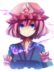 1girl bad_id bad_pixiv_id blue_eyes female_focus kusa kusada_souta pink_hair saigyouji_yuyuko solo touhou